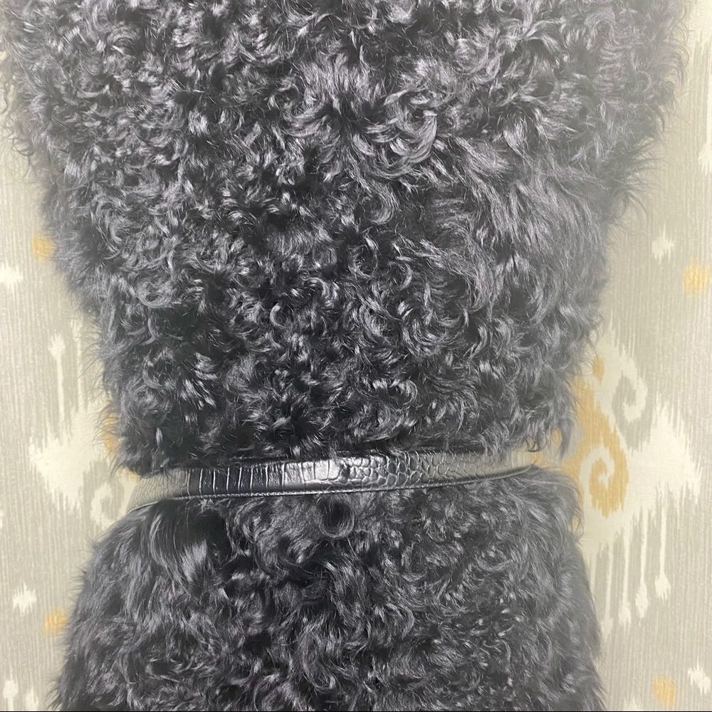 Ralph Lauren Long Black Curly Lamb Shearling Vest - Picture 13 of 16